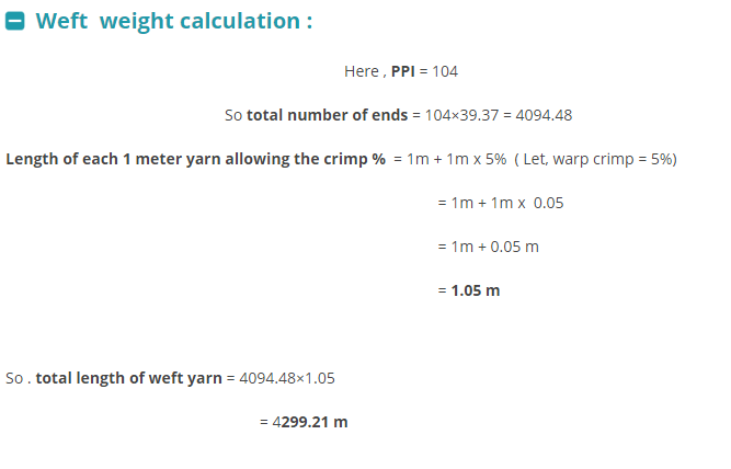 Fabric Weight Calculation in GSM
